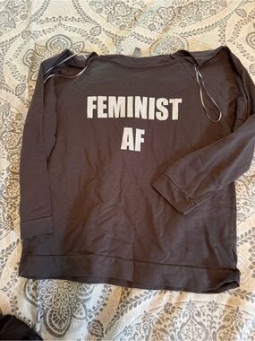 Feminist AF Graphic Pullover Sweatshirt - grey
